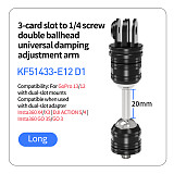 Metal universal Double Ball Head Damping Adjustment Bracket  1/4 screw hole to 1/4 screw hole pan tilt adapter, 1/4 screw hole to GOPRO three card slot pan tilt adapter, GOPRO two card to three card slot pan tilt adapter, 360 degree damping rotation extension adapter, For accessories such as selfie sticks/tripods/GOPRO13/DJI ACTION 5pro sports cameras