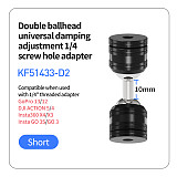 Metal universal Double Ball Head Damping Adjustment Bracket  1/4 screw hole to 1/4 screw hole pan tilt adapter, 1/4 screw hole to GOPRO three card slot pan tilt adapter, GOPRO two card to three card slot pan tilt adapter, 360 degree damping rotation extension adapter, For accessories such as selfie sticks/tripods/GOPRO13/DJI ACTION 5pro sports cameras
