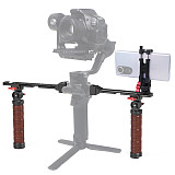 XINTE Adjustable Folding Stabilizer Wooden Handle Grip Dual/Single Handheld Extension Handlebar Bracket Gimbal Mount for DJI Ronin RS2/RS3/RS4 Pro/Mini