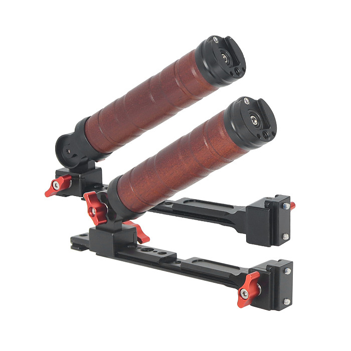 XINTE Adjustable Folding Stabilizer Wooden Handle Grip Dual/Single Handheld Extension Handlebar Bracket Gimbal Mount for DJI Ronin RS2/RS3/RS4 Pro/Mini