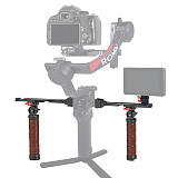 XINTE Adjustable Folding Stabilizer Wooden Handle Grip Dual/Single Handheld Extension Handlebar Bracket Gimbal Mount for DJI Ronin RS2/RS3/RS4 Pro/Mini