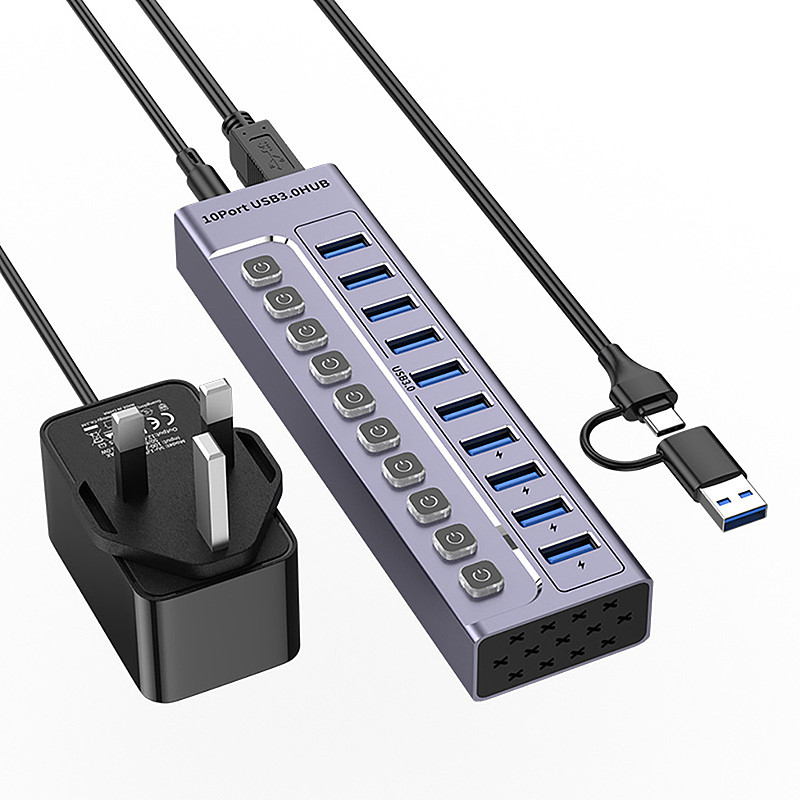 10 in 1 USB 3.0 HUB docking station Typec hub with switch, computer data multi port independent splitter