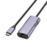 Type-C to Gigabit Ethernet Card Mobile to Ethernet Converter with Charging Suitable for iPhone and Huawei (Type-C to Ethernet Port/Gigabit+PD Charging Aluminum Shell Braided Wire)