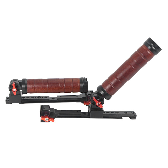 XINTE Adjustable Folding Stabilizer Wooden Handle Grip Dual/Single Handheld Extension Handlebar Bracket Gimbal Mount for DJI Ronin RS2/RS3/RS4 Pro/Mini