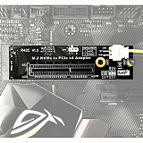 (ADT Link) M2 NVMe to PCIe 4.0 Adapter Board x16 Supports Graphics Card x4 Supports SSD (R42C With Power Cord) For high-speed network card, acquisition card, NVMe SSD hard drive card, USB adapter card