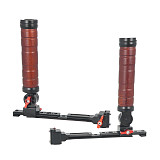 XINTE Adjustable Folding Stabilizer Wooden Handle Grip Dual/Single Handheld Extension Handlebar Bracket Gimbal Mount for DJI Ronin RS2/RS3/RS4 Pro/Mini