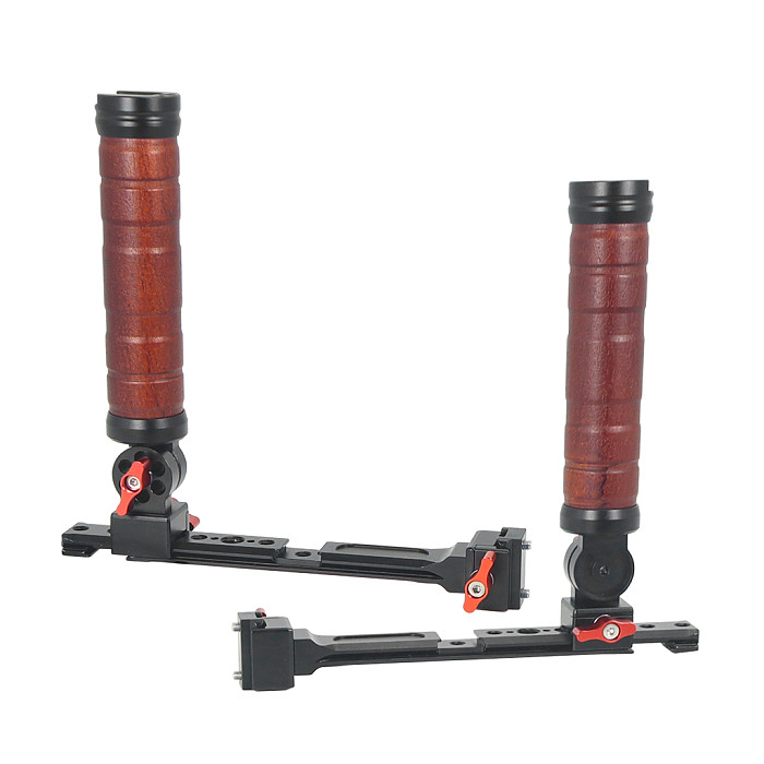 XINTE Adjustable Folding Stabilizer Wooden Handle Grip Dual/Single Handheld Extension Handlebar Bracket Gimbal Mount for DJI Ronin RS2/RS3/RS4 Pro/Mini