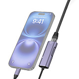 Type-C to Gigabit Ethernet Card Mobile to Ethernet Converter with Charging Suitable for iPhone and Huawei (Type-C to Ethernet Port/Gigabit+PD Charging Aluminum Shell Braided Wire)
