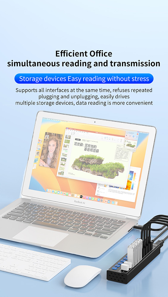 10 in 1 USB 3.0 HUB docking station Typec hub with switch, computer data multi port independent splitter