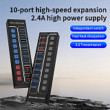 USB 3.0 expansion 7-port hub USB C with switch laptop desktop splitter 3-port 2.4A charging
