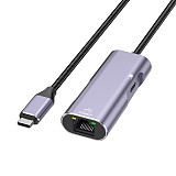 Type-C to Gigabit Ethernet Card Mobile to Ethernet Converter with Charging Suitable for iPhone and Huawei (Type-C to Ethernet Port/Gigabit+PD Charging Aluminum Shell Braided Wire)