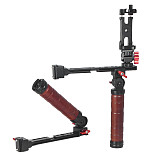 XINTE Adjustable Folding Stabilizer Wooden Handle Grip Dual/Single Handheld Extension Handlebar Bracket Gimbal Mount for DJI Ronin RS2/RS3/RS4 Pro/Mini