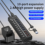 USB 3.0 expansion 7-port hub USB C with switch laptop desktop splitter 3-port 2.4A charging