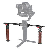 XINTE Adjustable Folding Stabilizer Wooden Handle Grip Dual/Single Handheld Extension Handlebar Bracket Gimbal Mount for DJI Ronin RS2/RS3/RS4 Pro/Mini