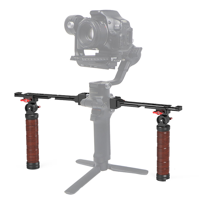 XINTE Adjustable Folding Stabilizer Wooden Handle Grip Dual/Single Handheld Extension Handlebar Bracket Gimbal Mount for DJI Ronin RS2/RS3/RS4 Pro/Mini