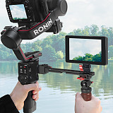 XINTE Adjustable Folding Stabilizer Wooden Handle Grip Dual/Single Handheld Extension Handlebar Bracket Gimbal Mount for DJI Ronin RS2/RS3/RS4 Pro/Mini