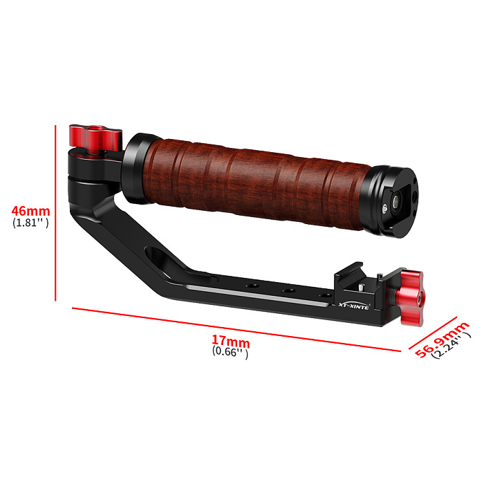 XINTE Universal Adjustable Folding Wooden Handheld Handle Accessories for DJI RS2/RS3/RS3 Mini/RS3 PRO/RS4/RS4 PRO Stabilizer with NATO Gimble Clamp