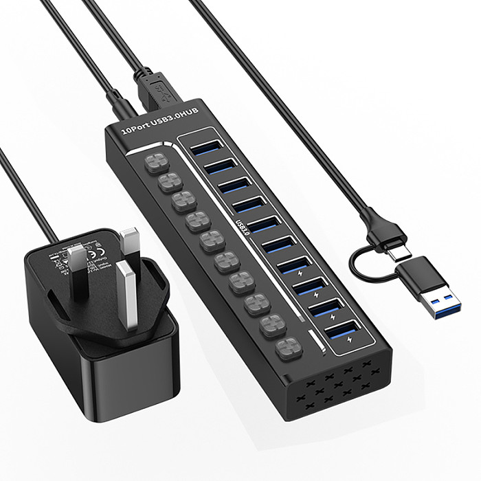 10 in 1 USB 3.0 HUB docking station Typec hub with switch, computer data multi port independent splitter