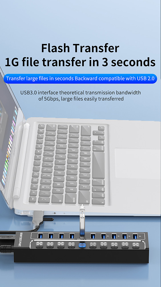 10 in 1 USB 3.0 HUB docking station Typec hub with switch, computer data multi port independent splitter