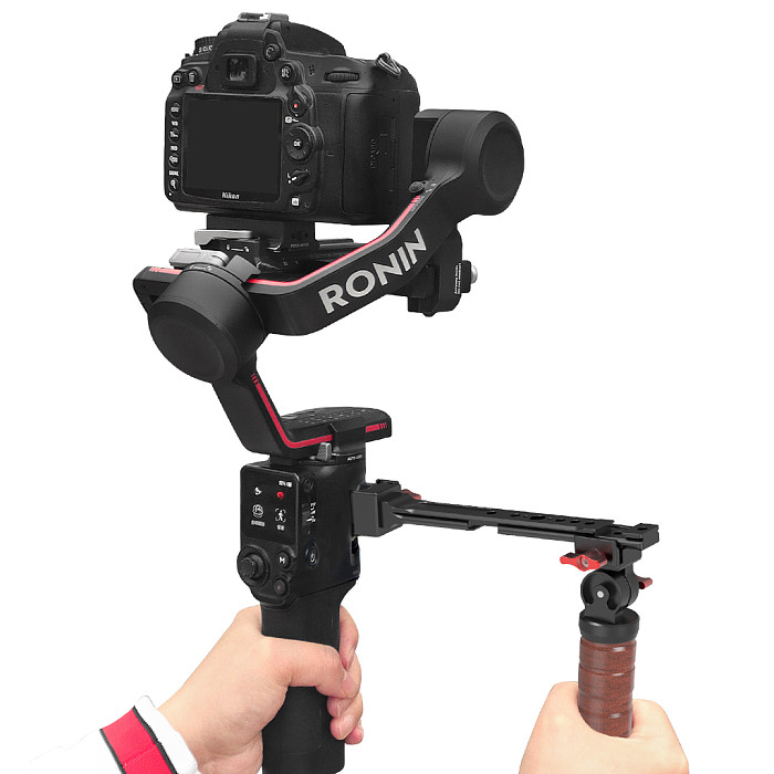 XINTE Adjustable Folding Stabilizer Wooden Handle Grip Dual/Single Handheld Extension Handlebar Bracket Gimbal Mount for DJI Ronin RS2/RS3/RS4 Pro/Mini