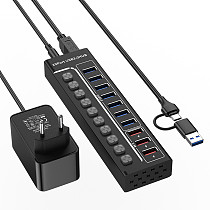 USB 3.0 expansion 7-port hub USB C with switch laptop desktop splitter 3-port 2.4A charging