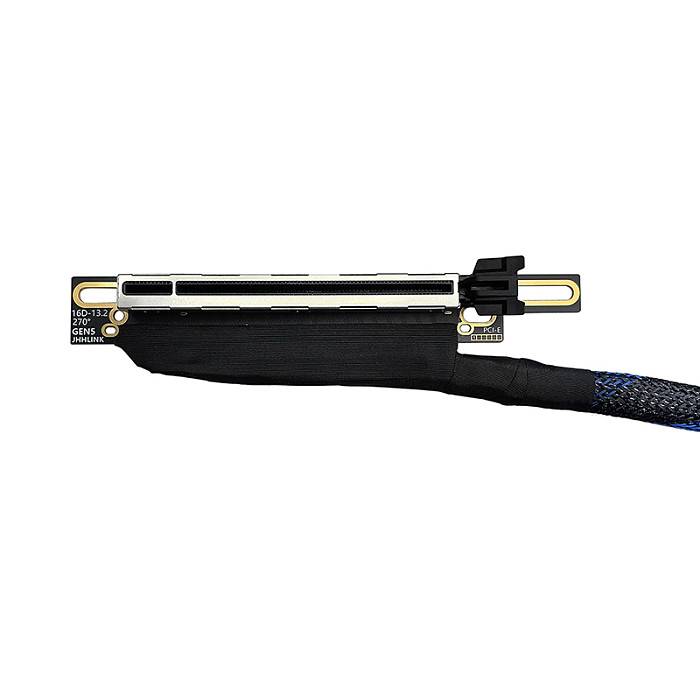 PCIE 5.0 X16 Graphics Card Extension Cable 270/180 Degree Silver Plated Adapter Cable GEN5 Lossless GPU Extension Cable