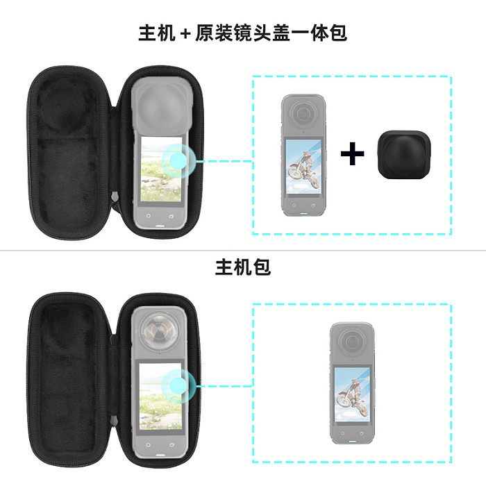 Portable PU Carrying Box for Insta360 X5 X4 Panoramic Camera Mini Storage Bag Protective Case Lens Cap Cover for Insta 360 X5 X4
