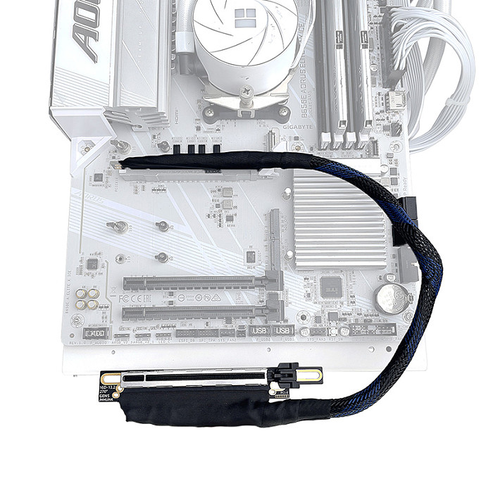 PCIE 5.0 X16 Graphics Card Extension Cable 270/180 Degree Silver Plated Adapter Cable GEN5 Lossless GPU Extension Cable