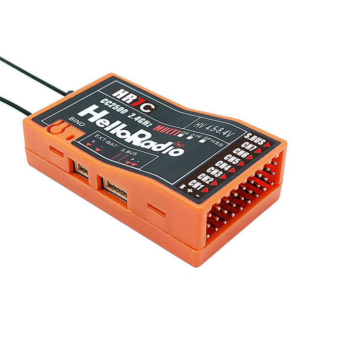 HelloRadio HR7E 8CH / HR7C 8CH ELRS 2.4G PWM Power Supply DC 4.5-7.4 V Receiver Dual Antenna Fixed Wing Model RC Boat