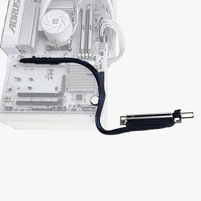PCIE 5.0 X16 Graphics Card Extension Cable 270/180 Degree Silver Plated Adapter Cable GEN5 Lossless GPU Extension Cable