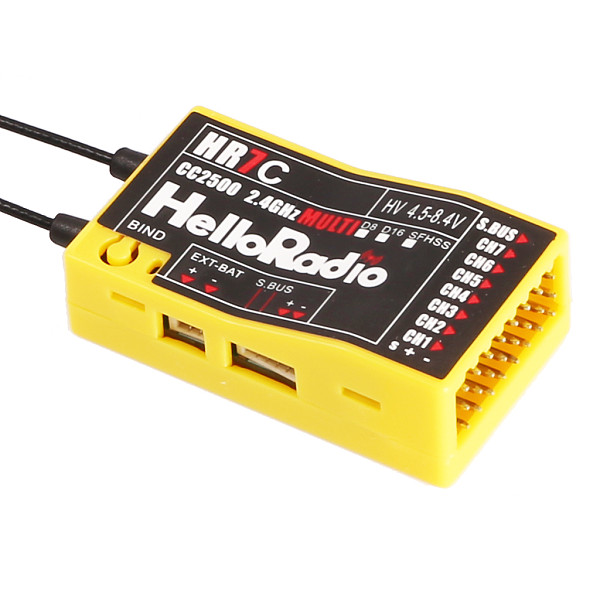 HelloRadio HR7E 8CH / HR7C 8CH ELRS 2.4G PWM Power Supply DC 4.5-7.4 V Receiver Dual Antenna Fixed Wing Model RC Boat