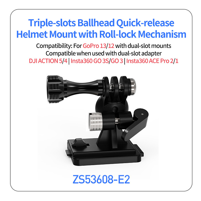 XINTE 360° Adjustable Helmet Adapter Stand Action Camera Fixed Install Mount with 17mm Ball Head for FAST MICH NVG Mount for Gopro DJI ACTION Camera