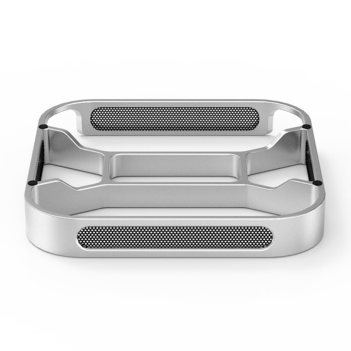 XINTE Aluminum Alloy Dustproof And Heat Dissipation Bracket Desktop Computer Bracket Ventilation Double-sided Silicone Anti slip Reserved Startup Hole Suitable For Macmini M4/M4 Pro