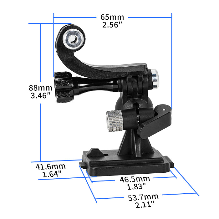 XINTE 360° Adjustable Helmet Adapter Stand Action Camera Fixed Install Mount with 17mm Ball Head for FAST MICH NVG Mount for Gopro DJI ACTION Camera