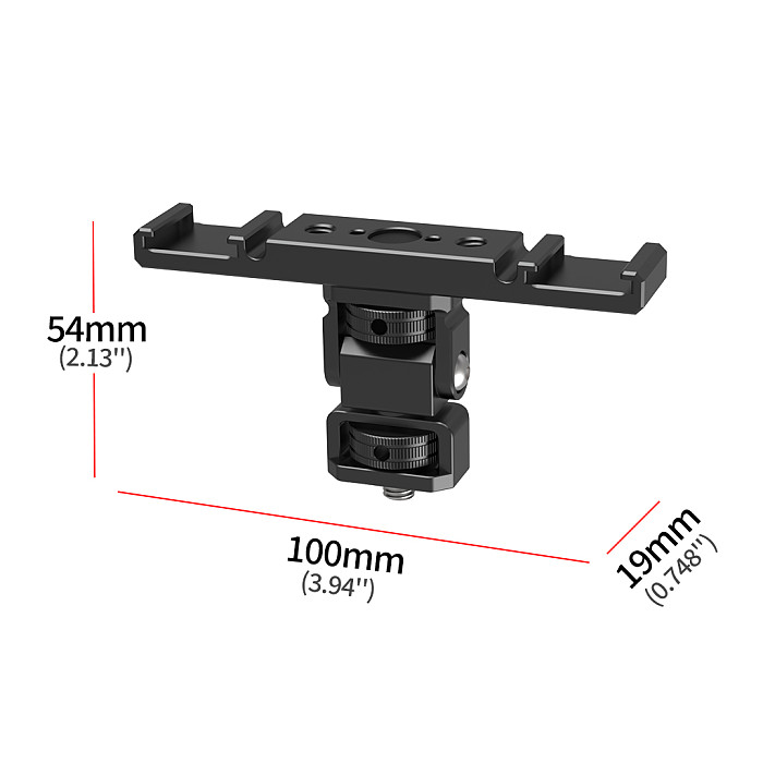 Aluminum alloy Dual Cold Shoe Mount Extension Bracket 1/4 Arri Positioning HoleFor Microphone Holder LED Light Stand For DSLR SLR Cameras