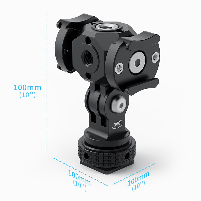 Aluminum Alloy Cold Shoe Mount Adapter 1/4  3/8  Arri Hole for DSLR Camera Cage 360° Rotation Hot Shoe Microphone LED Lights Ball Head Tripod Monitor Stand Support Photography Accessories For GOPRO/Insta360/DJI OSMO 360
