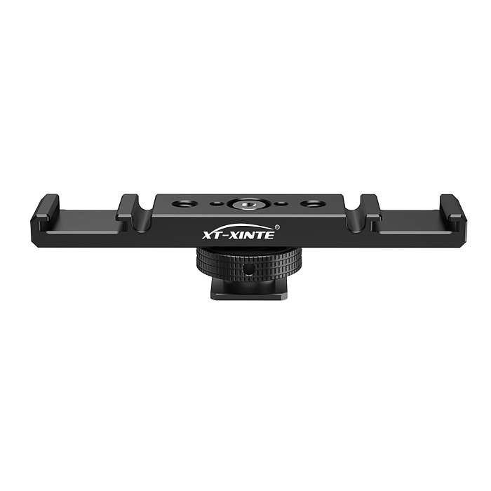 Aluminum alloy Dual Cold Shoe Mount Extension Bracket 1/4 Arri Positioning HoleFor Microphone Holder LED Light Stand For DSLR SLR Cameras