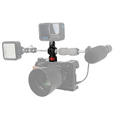 Aluminum Alloy Cold Shoe Mount Adapter 1/4  3/8  Arri Hole for DSLR Camera Cage 360° Rotation Hot Shoe Microphone LED Lights Ball Head Tripod Monitor Stand Support Photography Accessories For GOPRO/Insta360/DJI OSMO 360