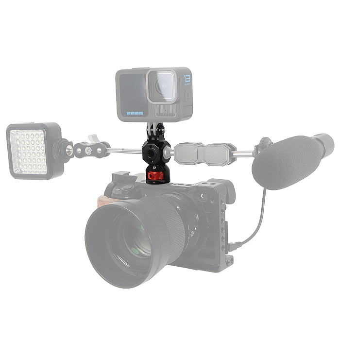 Aluminum Alloy Cold Shoe Mount Adapter 1/4  3/8  Arri Hole for DSLR Camera Cage 360° Rotation Hot Shoe Microphone LED Lights Ball Head Tripod Monitor Stand Support Photography Accessories For GOPRO/Insta360/DJI OSMO 360