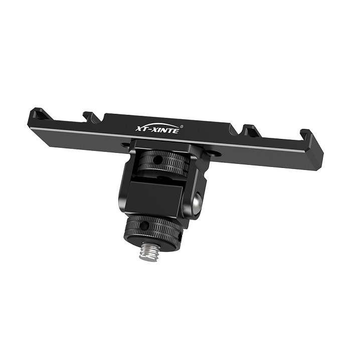Aluminum alloy Dual Cold Shoe Mount Extension Bracket 1/4 Arri Positioning HoleFor Microphone Holder LED Light Stand For DSLR SLR Cameras