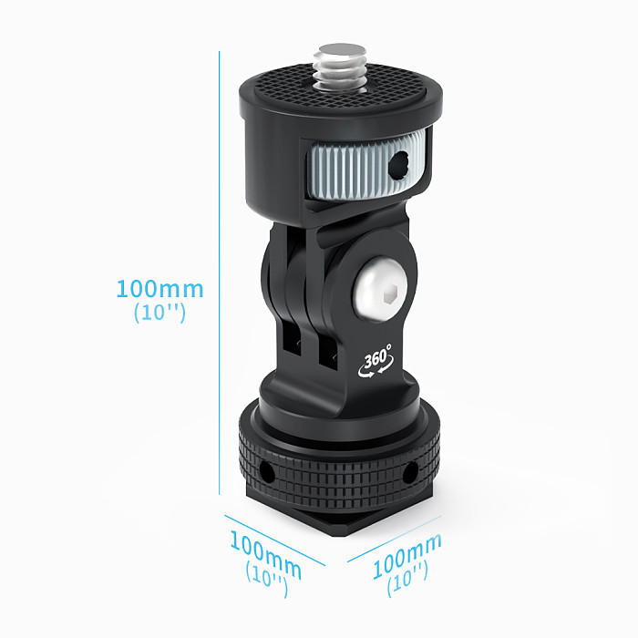 Aluminum Alloy Cold Shoe Mount Adapter 1/4  3/8  Arri Hole for DSLR Camera Cage 360° Rotation Hot Shoe Microphone LED Lights Ball Head Tripod Monitor Stand Support Photography Accessories For GOPRO/Insta360/DJI OSMO 360