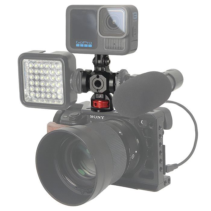 Aluminum Alloy Cold Shoe Mount Adapter 1/4  3/8  Arri Hole for DSLR Camera Cage 360° Rotation Hot Shoe Microphone LED Lights Ball Head Tripod Monitor Stand Support Photography Accessories For GOPRO/Insta360/DJI OSMO 360