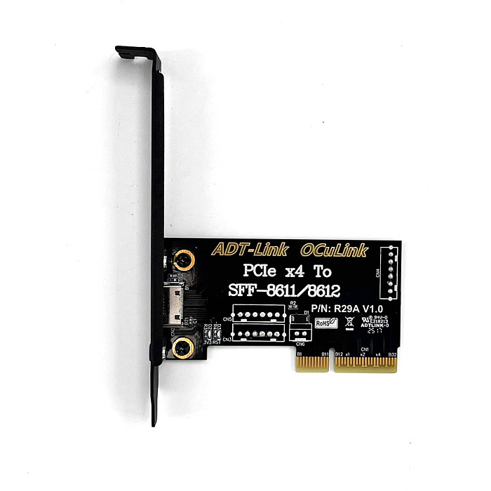 (ADT Link) PCIe 4.0 x4 to SFF-8611/8612 adapter card OCuLink external support chassis external connection
