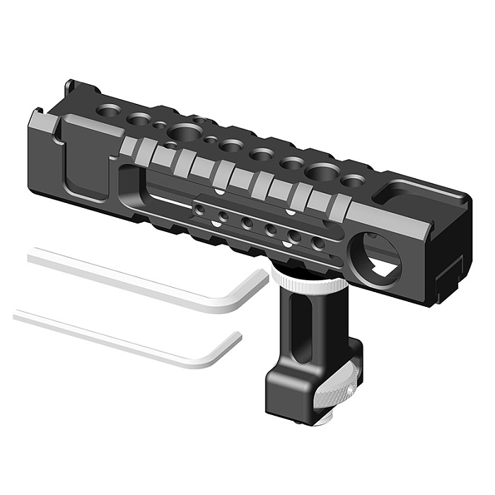 Camera Top Handle Handgrip with 3/8 Arri Locating Screw 15MM Rod Clamp Cold Shoe for Nikon Canon Sony DSLR Camera Cage Handle