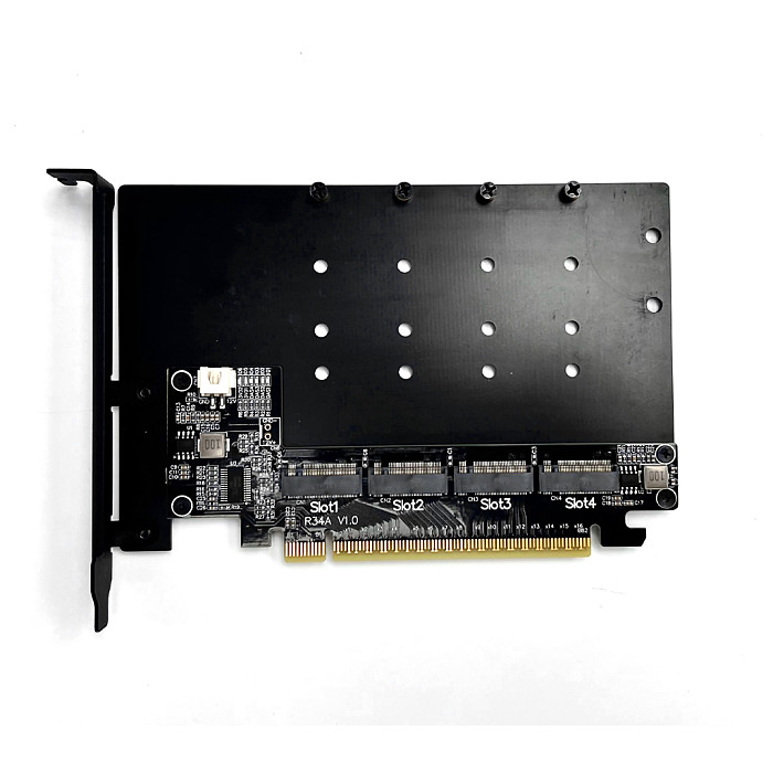 (ADT Link) PCIe 5.0 x16 to 4-Port M.2 NVMe Hard Drive Split Adapter Expansion Card (R34A)