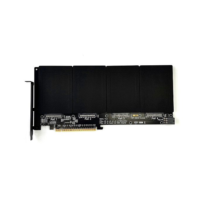 (ADT Link) PCIe 5.0x16 to 4-Port U.2/EDSFF hard drive split adapter expansion card