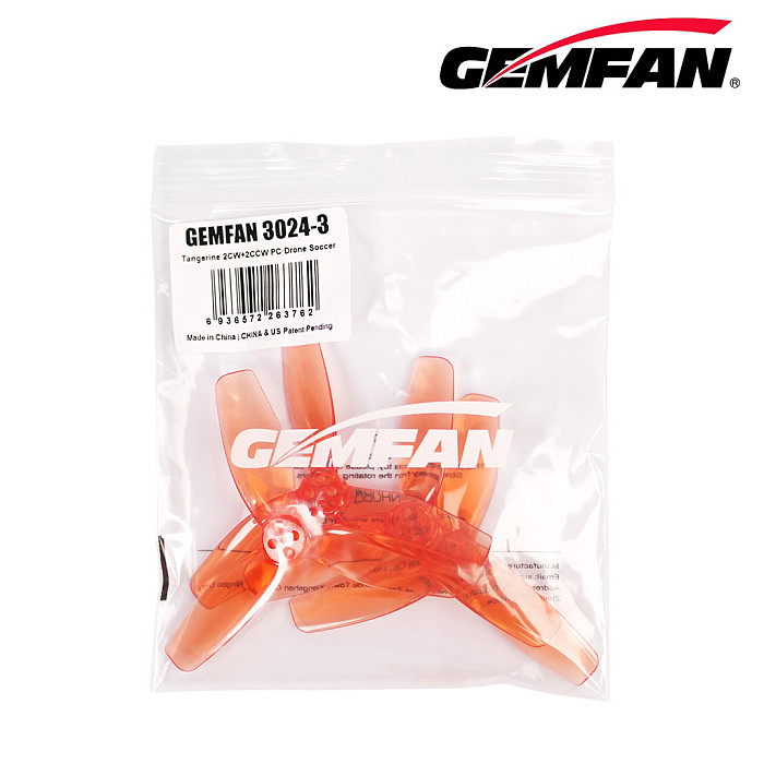(2 pairs) GEMFAN 3024 Three bladed Paddle 1.5mm/t-mount-PC Material For 1408kv Motor FPV Drone