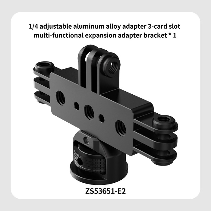 Aluminum Alloy 3-card Live Streaming Bracket 1/4 Arri Positioning Screw Hole For GOPRO13/DJI Sports Cameras Expansion Adapter Accessories