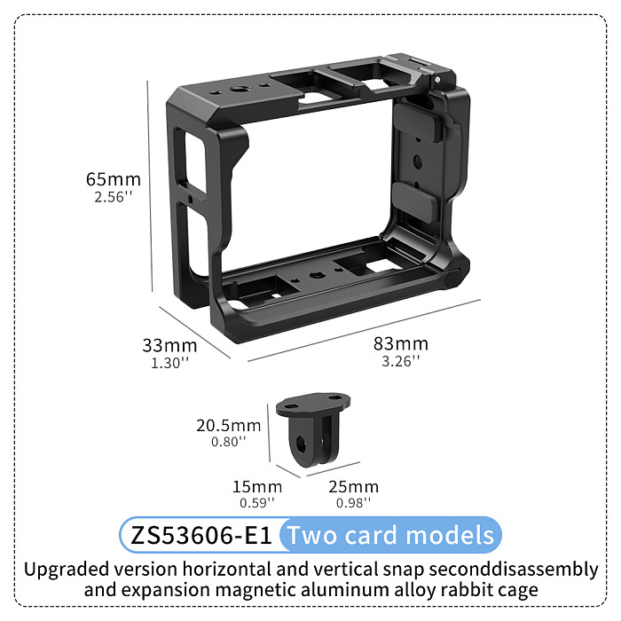 Magnetic Camera Cage Protection Frame Aluminum Alloy Horizontal And Vertical Shooting 1/4 Arri Positioning Quick Mount For Insta360 Ace Pro2 Insta360 X5 X6 DSLR Camera