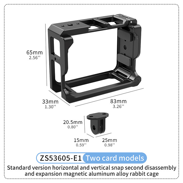 Magnetic Camera Cage Protection Frame Aluminum Alloy Horizontal And Vertical Shooting 1/4 Arri Positioning Quick Mount For Insta360 Ace Pro2 Insta360 X5 X6 DSLR Camera